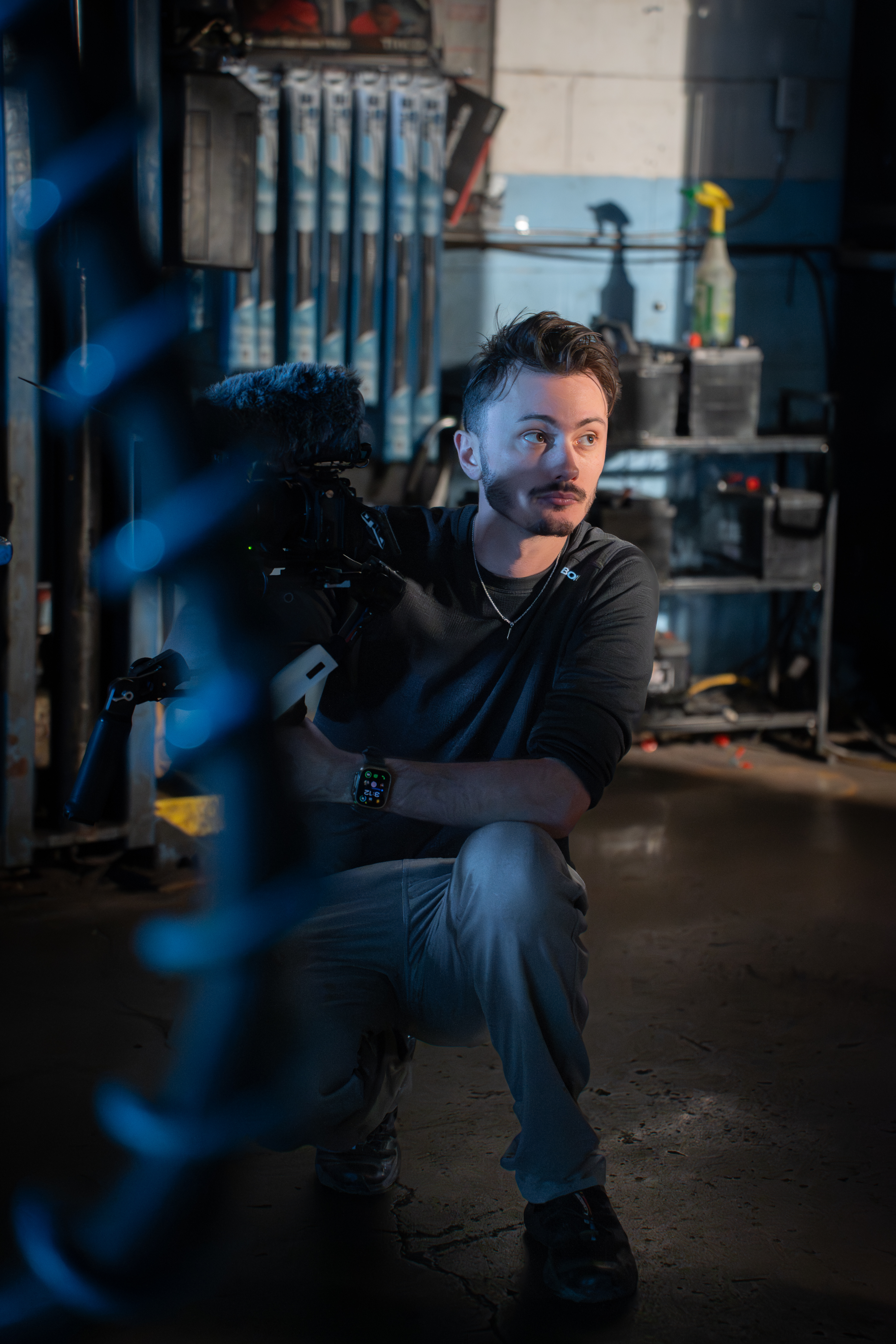 Andrew working behind the scenes on a video production